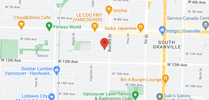 map of 1825 W 11TH AVENUE